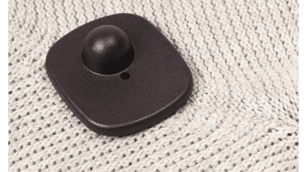 one of electronic security tags on a wool material